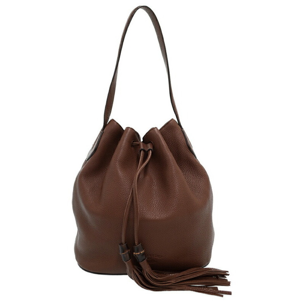 Gucci Fringe Bamboo Tassel Drawstring Semi Shoulder Bag